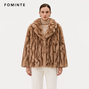 Cappotto Invernale da <span class=keywords><strong>Donna</strong></span> con Stampa Leopardata, Collo in Pelliccia Sintetica, Marrone, in Poliestere, Maniche Lunghe, Soffice e Caldo - Product Image 1
