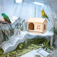 Cage à oiseaux décorative en bois massif naturel, cage intelligente pour perroquet, grande mangeoire en fer forgé, pliable et repliable