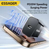 Mini Cargador Portátil ESSAGER PD 20W 30W Enchufe EE.UU. UE RU 5V 3A USB C Para Teléfono Móvil Celular Cargador de Pared GaN de Carga Rápida Tipo C