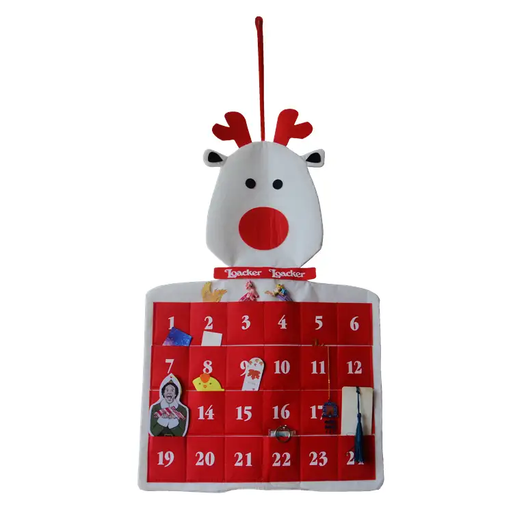 キッズクリスマス再利用可能なカウントダウン3D永久パーソナライズされたユニークなDIYウォールフェルトクリスマスアドベントカレンダーポケット付き