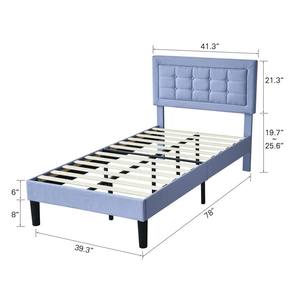 Односпальная кровать в кобуре, каркас матраса, основа на липучке, деревянная планка, поддержка легкой сборки, синяя кровать с мягкой платформой, Твин - Product Image 5