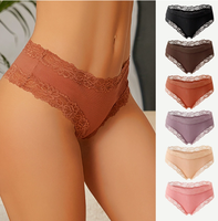 Culottes en coton taille basse pour femmes, sous-vêtements triangulaires en coton très élastiques et respirants avec dentelle, pour le quotidien