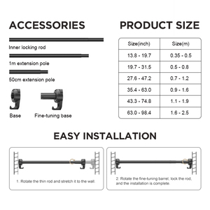ARODDY Tendance et Innovant : Tringle de Tension en Acier Carbone 63-98,4 pouces pour Organisation de Garde-Manger et Tringles de Douche - Product Image 3