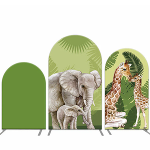 Couverture imprimée personnalisée sur le thème de la <span class=keywords><strong>jungle</strong></span> de conception de dessin animé pour le kit de toile de fond d'arche d'anniversaire - Product Image 3