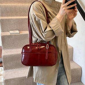 Venta directa de fábrica, bolso de hombro brillante marrón retro para mujer, bandolera práctica de gran capacidad - Product Image 3