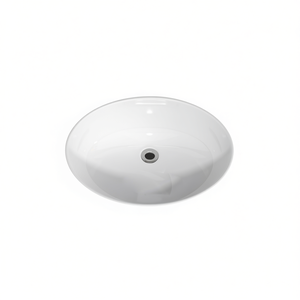 Évier de salle de bain ovale à encastrer 19x16 en céramique blanche brillante, design contemporain - Product Image 1