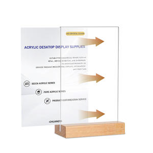 Espositore da Tavolo in Acrilico Trasparente - Porta-Cartelli Cristallino HD con Base in Legno di Faggio per Menu/Ufficio/Etichette Prezzi - Product Image 5
