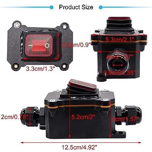 Interruttore del cavo in linea 12V DC 20A <span class=keywords><strong>DPST</strong></span> 4pin 2 posizioni On Off interruttore a levetta per esterni con pulsante a bilanciere a luce rossa, ingresso su due lati E - Product Image 2