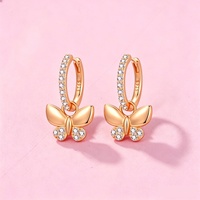 Boucles d'oreilles ovales simples et lisses en or rose BLLYF146-DA, idéales pour les mariages, les fêtes, les cadeaux quotidiens