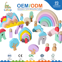 Bloques de Madera Arcoíris, Juguete de Apilamiento Ciudad de Cuentos, Colores Macaron, Bloques de Construcción Educativos para Niños Pequeños, Regalo STEM Divertido