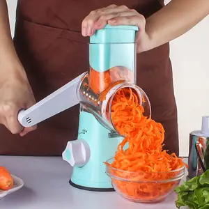 Niseven nóng bán 3 trong 1 nhãn hiệu ROTARY pho mát vắt tay rau Slicer với 3 lưỡi dễ dàng để làm sạch ROTARY vắt tay Slicer