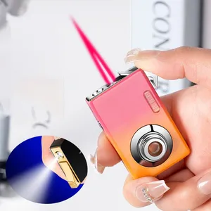 Creative Lighter Camera Shape Modeling Metal Gas Windproof Red Flame Pink White Lighter With LED for women