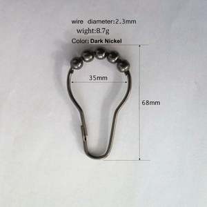 YIWANG 12 pièces/sac anneaux de rideau de douche crochet de rideau de douche plaqué nickel noir - Product Image 3