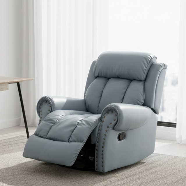 Modern Luxury Leather 360-degree Rotating Swivel Recliner Theater Cinema with Nailhead Trim Sofa