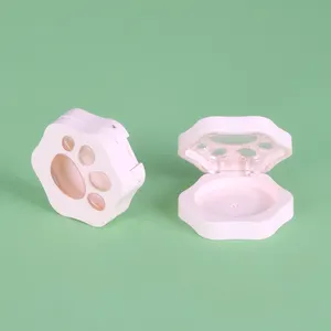 3.5克可爱猫爪形状粉红色磁性塑料化妆轮廓粉末紧凑型外壳腮红容器