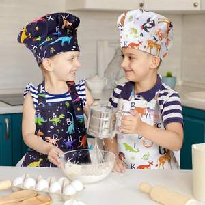 Ensemble <span class=keywords><strong>de</strong></span> tablier et chapeau <span class=keywords><strong>de</strong></span> <span class=keywords><strong>chef</strong></span> pour enfants, imperméable, réglable, unisexe, avec poche pour cuisiner et faire <span class=keywords><strong>de</strong></span> la pâtisserie - Product Image 2