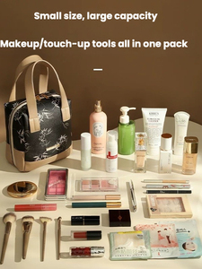 Nouvelle conception de trousse de toilette portable écologique en PU, imperméable, pour voyage, avec fermeture éclair, organiseur de maquillage multi-couches - Product Image 3