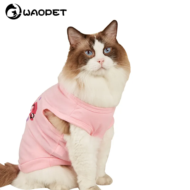 Fabrikanten Leveren Hondenshirts T-Shirt Huisdierenkleding Kattenkleding Roze Vest Lente En Zomer Dun Katoen Cartoon Stevig Gevuld