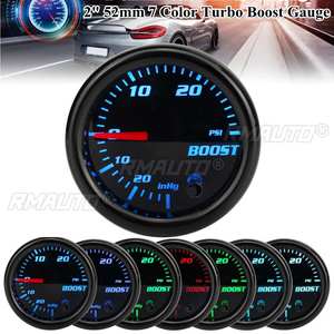 Jauge de pression de suralimentation turbo 2'' 52mm, jauge de pression de vide 0~30 PSI / -1~2 Bar, LED 7 couleurs, lentille noire, 12V, universelle pour voiture - Product Image 1