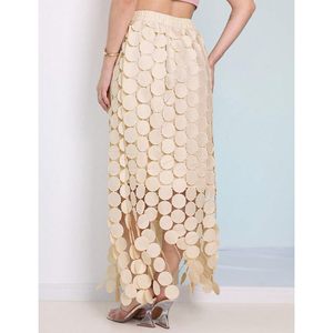 FOXA Jupe longue asymétrique en dentelle à taille haute pour femme, idéale pour les fêtes, les mariages et la plage - Product Image 2