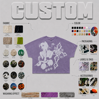 Camiseta de manga corta estilo americano, personalizada, de 300g, con efecto lavado y desgastado, estampado de retrato y diseño holgado.