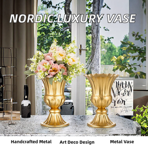 Nordic Modern Luxury Handmade Eco-Friendly Metal Tabletop <b>Vase</b> Home & Office <b>Decor</b> Birthday Creative Golden Flower - Product Image 2
