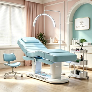 Meubles de salon de beauté de style américain avec commande au pied LED, lit de soin du visage électrique noir, lit de massage facial médical - Product Image 1