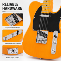 Guitare électrique 6 cordes en bois massif brillant en gros avec logo personnalisé pour débutants