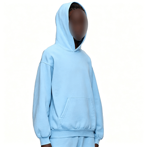Sudadera con Capucha de Punto Azul Claro para Hombre, Diseño Profesional, con Estampado de Polvo, Corte Holgado, para Hombre - Product Image 3