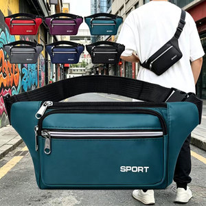 Men's Fanny Pack Nylon Waterproof Crossbody Bag Sport Letter Pattern Gray Lake Blue Dark Blue Red Purple Black - Product Image 1