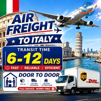 Logistique mondiale Chine-Italie, fret aérien, DHL DDU DAP DDP, service porte-à-porte, UPS, transitaire logistique e-commerce