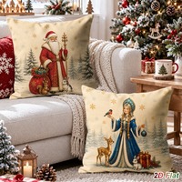 Housses de coussin de Noël, motifs Père Noël, bonhomme de neige, sapin, housses de coussin décoratives rustiques pour Noël, pour canapé, décoration de la maison
