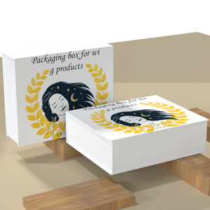 Boîte-cadeau de perruque de grande taille pour femmes bon marché doublée de perruque de satin Boîte d'emballage en papier pliable d'estampage d'or de perruque - Product Image 2