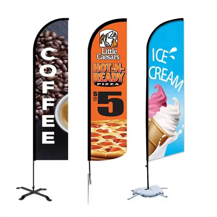 Wholesale Customized Beach Feather Flag Banner Promotional Wind Flying Outdoor Decorative Advertising Custom Feather Flag