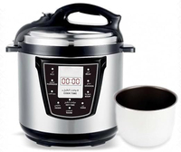 Cuisinière à pression électrique 4-6L en acier inoxydable noir et argent, commande tactile, couvercle verrouillable, cuve intérieure antiadhésive pour soupes, ragoûts et riz