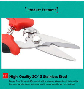 <span class=keywords><strong>Ciseaux</strong></span> d'électricien professionnels en acier inoxydable, cisailles multi-coupes, dénudeur de fils, poignée PP+TPR jaune/noir pour le bricolage - Product Image 3