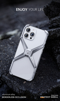 X Type Métal Alliage D'aluminium Sans Monture Téléphone étui pour iphone 15 14 13 Pro Max Dissipation Thermique Armure Antichoc Couverture