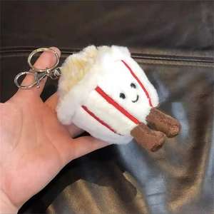 Adorable Nouveauté 2026 Tendance Porte-clés Ours en Peluche Lavé Super Doux, Pendentif de Sac à Dos, Design Carré Caramel Popcorn PP - Product Image 2
