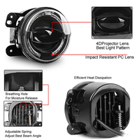 Nouveau phare antibrouillard LED en aluminium 12V 30W Halo Angel Eye DRL pour Wrangler JK 2007-2017, projecteur rond de 4 pouces