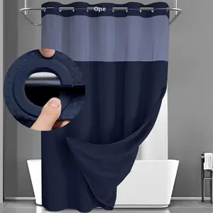 Ensemble de rideaux de douche en tissu de qualité hôtelière, doublure à clipser pour salle de bain, rideau de douche transparent pour fenêtre supérieure, gaufré, lavable en machine - Product Image 6