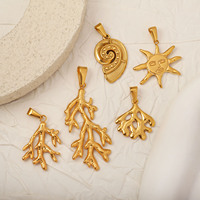 Breloques tendance imperméables en acier inoxydable plaqué or 18 carats, motifs cœur, étoile de mer, coquillage, dauphin, corail, pour la fabrication de bijoux DIY