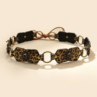 Ceinture pour femme JULUN, ceinture cloutée, ceintures western, imprimé léopard, chaîne de taille en PU, style ethnique, perles, lacets, décoration fine pour robes de femme