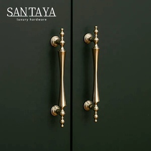 Santaya Solid PVD Gold Brass Handles Kitchen Cabinet Pulls Bedroom Wardrobe Drawer <strong>Knobs</strong> Furniture Handle - Product Image 5
