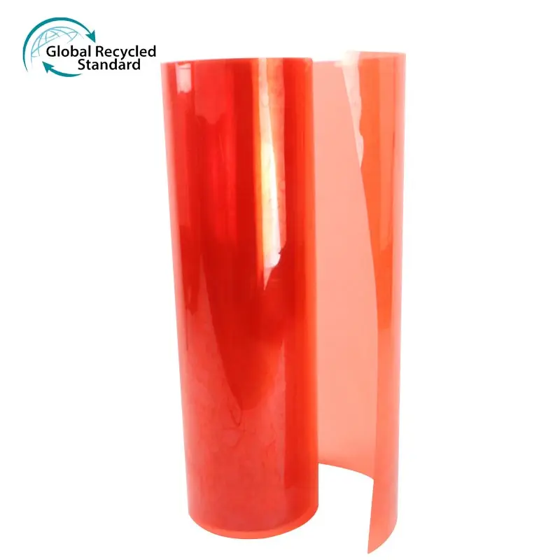 Wholesale Translucent Red Color Recycled PCR RPET Plastic Sheet Roll Transparent PET Film For Printing