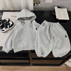 Tongxingyuan Baby Boys Fleece <b>Lined</b> Hoodie <b>Pants</b> Set Thick Windproof Autumn Winter Sweatpants Outfit - Product Image 2