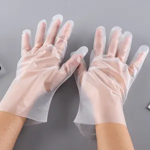 厂家热销塑料Pe手套HDPE透明塑料聚乙烯厨房防水家用一次性食品PE手套