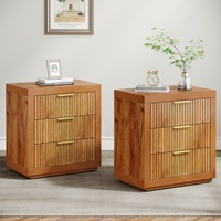 Chevets Tribesigns de style farmhouse, chevet en bois avec 3 tiroirs, armoire de rangement, table d'appoint, chevets rustiques
