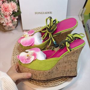 Escarpins à fleurs, nouveau design, semelle épaisse, talons compensés hauts pour femmes - Product Image 6