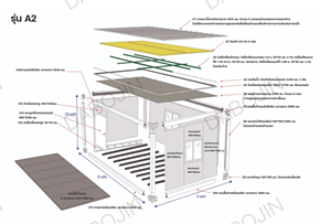 En stock dans l'entrepôt thaïlandais, maison préfabriquée en conteneur <span class=keywords><strong>de</strong></span> 20 pieds, résistante aux chocs, imperméable, ignifuge, maison modulaire mobile en conteneur - Product Image 2