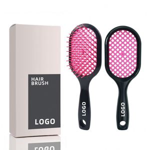 Customized Small Paddle Square Black Salon Vent Feature Plastic Handle Magic Hair <b>Brush</b> - Product Image 1